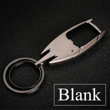 Load image into Gallery viewer, QOONG 2019 Men Black Metal Keychain Business Style LED Light Opener Multi-function Car Bag Key chain for Men Keyring SMT01