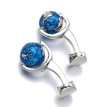 Load image into Gallery viewer, Fashion Globe Earth Cufflinks Blue Rotatable globe planet earth World Map Cuff links Christmas Gift For Men Cufflink gemelos