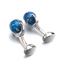 Load image into Gallery viewer, Fashion Globe Earth Cufflinks Blue Rotatable globe planet earth World Map Cuff links Christmas Gift For Men Cufflink gemelos