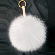 Load image into Gallery viewer, 11cm Luxury Fluffy Real Fox Fur Ball PomPom 12 Colors Genuine Fur Keychain Metal Ring Pendant Bag Charm Fo-K045-rose