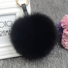 Load image into Gallery viewer, 11cm Luxury Fluffy Real Fox Fur Ball PomPom 12 Colors Genuine Fur Keychain Metal Ring Pendant Bag Charm Fo-K045-rose