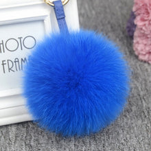 Load image into Gallery viewer, 11cm Luxury Fluffy Real Fox Fur Ball PomPom 12 Colors Genuine Fur Keychain Metal Ring Pendant Bag Charm Fo-K045-rose