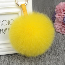 Load image into Gallery viewer, 11cm Luxury Fluffy Real Fox Fur Ball PomPom 12 Colors Genuine Fur Keychain Metal Ring Pendant Bag Charm Fo-K045-rose