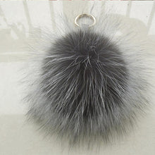 Load image into Gallery viewer, 11cm Luxury Fluffy Real Fox Fur Ball PomPom 12 Colors Genuine Fur Keychain Metal Ring Pendant Bag Charm Fo-K045-rose