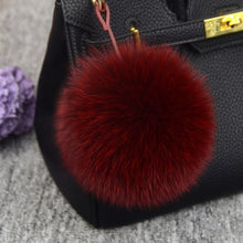 Load image into Gallery viewer, 11cm Luxury Fluffy Real Fox Fur Ball PomPom 12 Colors Genuine Fur Keychain Metal Ring Pendant Bag Charm Fo-K045-rose