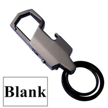 Load image into Gallery viewer, QOONG 2019 Men Black Metal Keychain Business Style LED Light Opener Multi-function Car Bag Key chain for Men Keyring SMT01